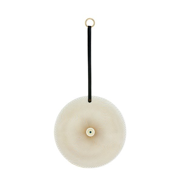 Leather Strap Glass Evil Eye [GOLD-25cm]