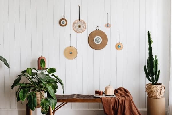 Deri Askılı Cam Nazarlık  [BAKIR-25cm]