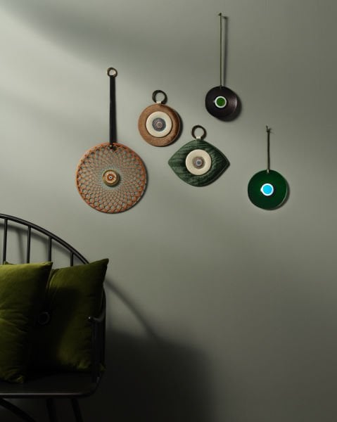 Deri Askılı Cam Nazarlık  [BAKIR-25cm]