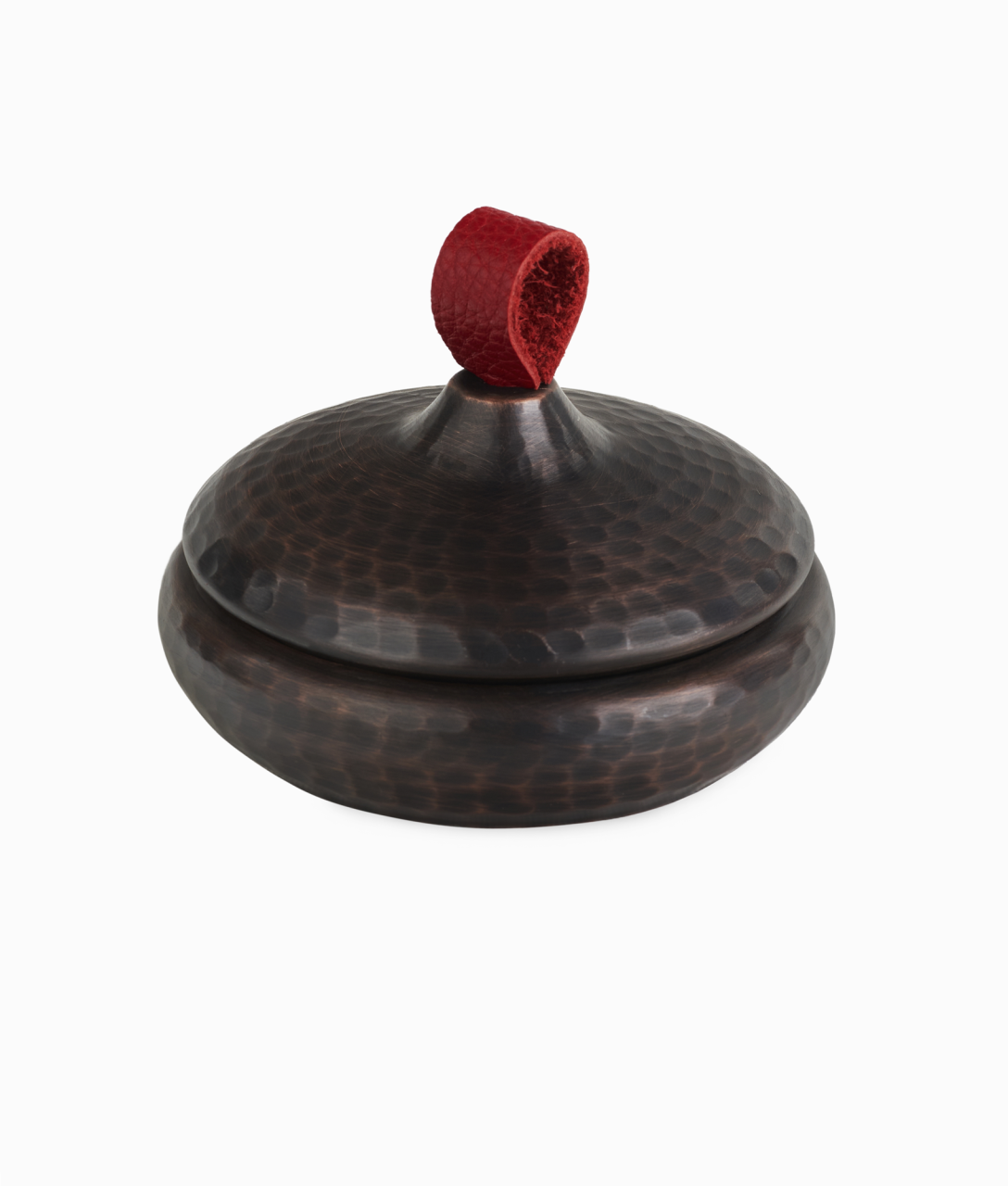 ALA Bakır Lokumluk [Deri Kulp-14cmx7,5cm] Kırmızı Deri Kulp