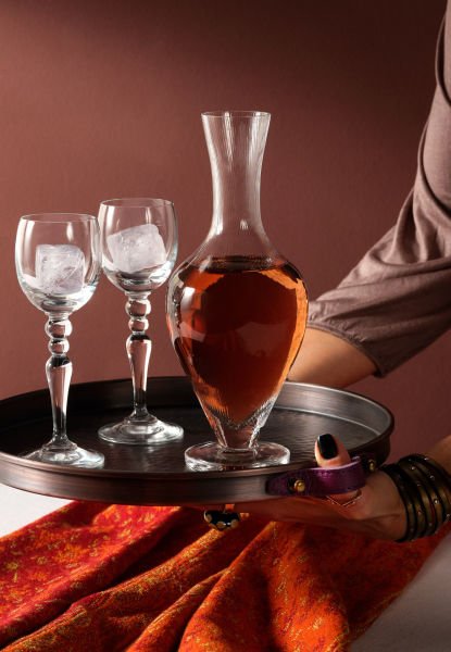 ALA Copper Tray [Leather Handle-23cm]