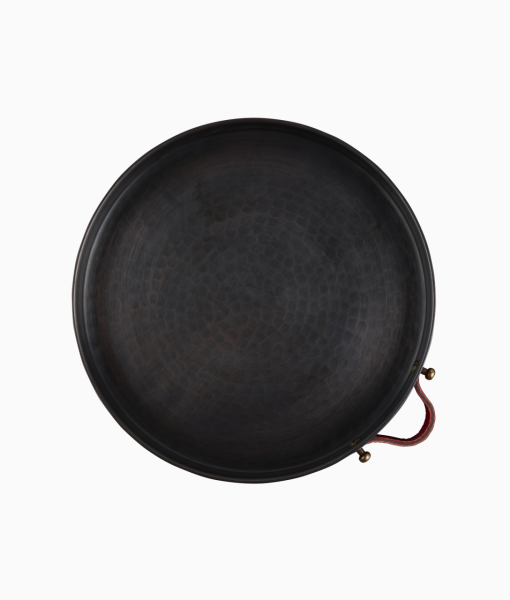 ALA Bakır Tepsi [Deri Kulp-23cm] Kırmızı Deri Kulp