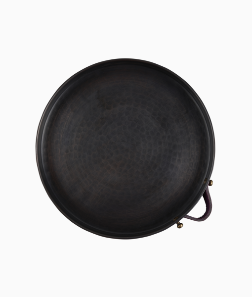 ALA Bakır Tepsi [Deri Kulp-23cm] Mor Deri Kulp