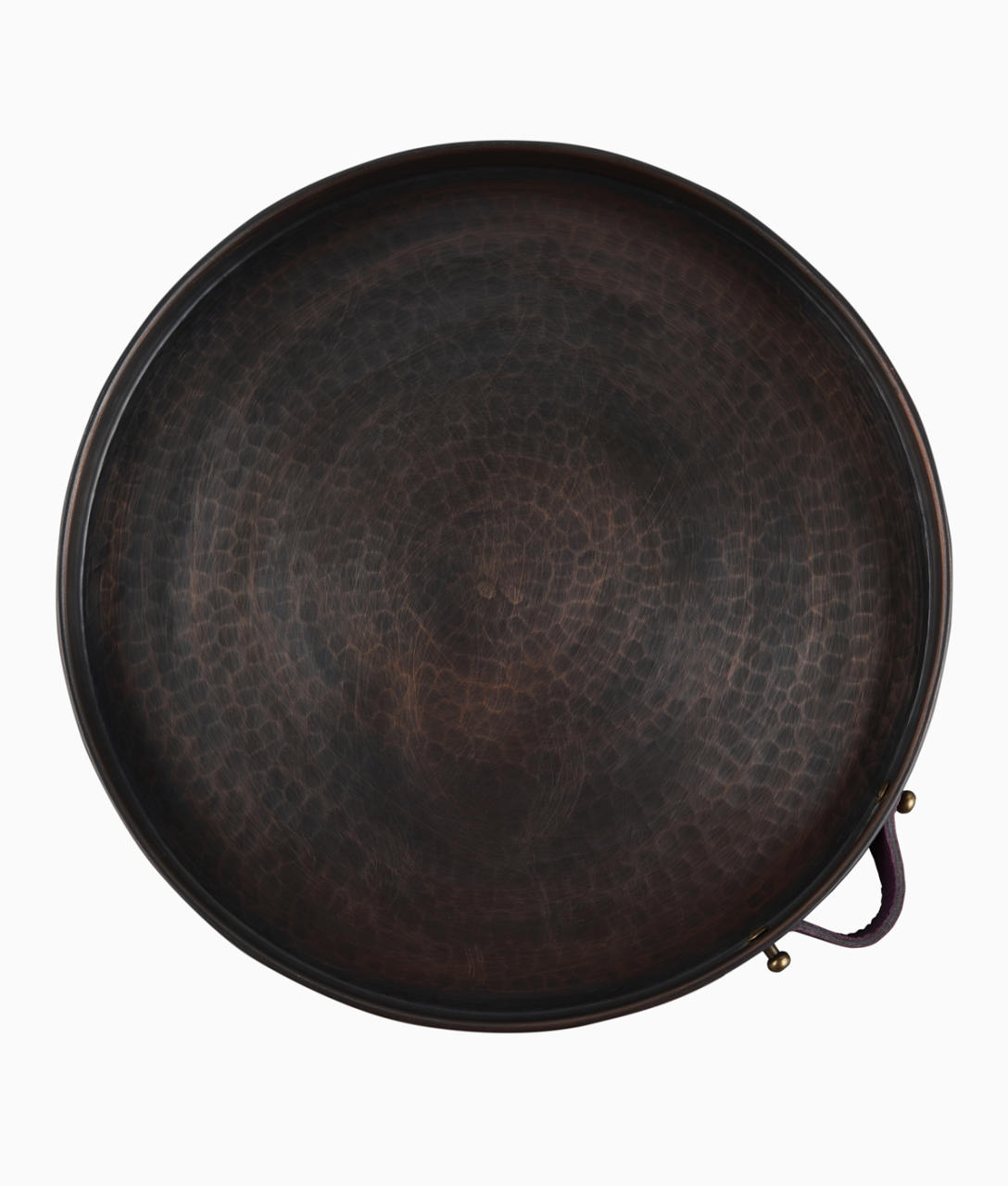 ALA Bakır Tepsi [Deri Kulp-28cm] Mor Deri Kulp