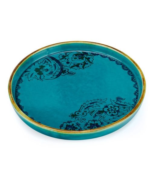 ÇİNİ TURKUAZ TEPSİ [ 25 CM]