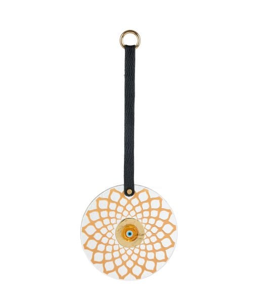 Deri Askılı Cam Nazarlık  [BAKIR-14cm]