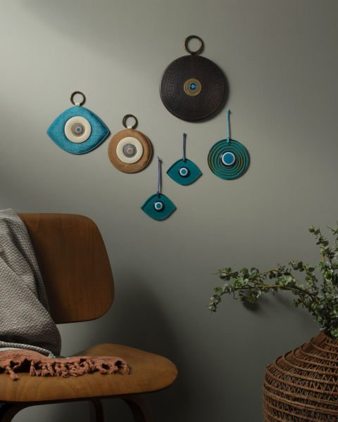 Glass Evil Eye [Turquoise-Spiral-14cm]