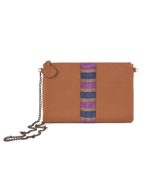 CLUTCH ÇANTA [Taba Deri - Şerit]