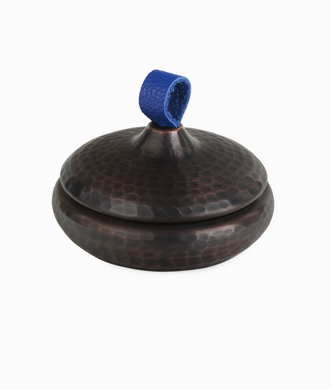 ALA Bakır Lokumluk [Deri Kulp-14cmx7,5cm] Lacivert Deri Kulp