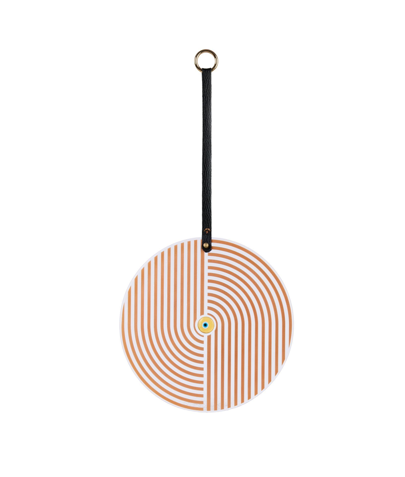 Deri Askılı Cam Nazarlık  [BAKIR-25cm]