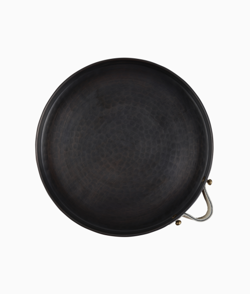 ALA Bakır Tepsi [Deri Kulp-23cm] Ekru Deri Kulp