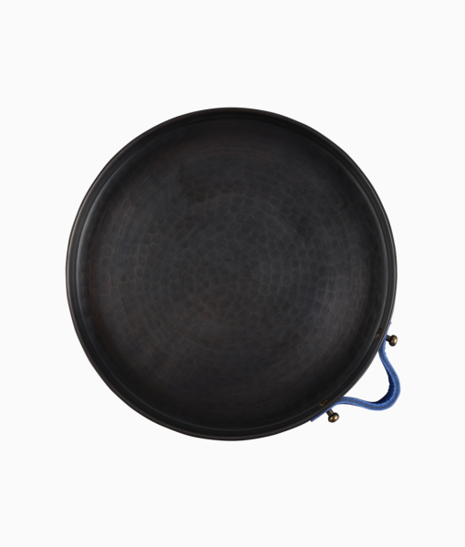 ALA Bakır Tepsi [Deri Kulp-23cm] Lacivert Deri Kulp