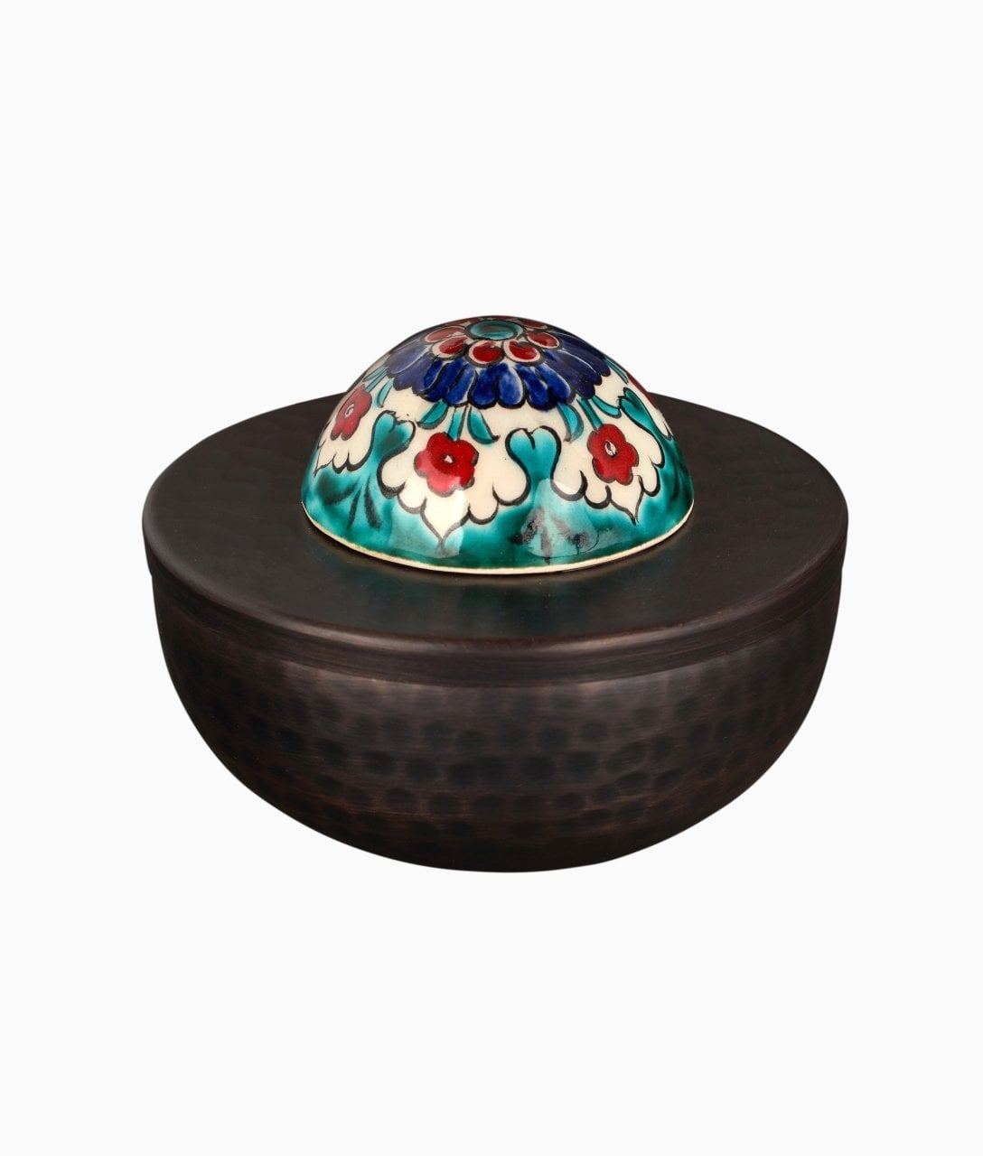 KUBBELİ Bakır Lokumluk [Çini Kubbe Dekor No:L1-11cmx9cm]