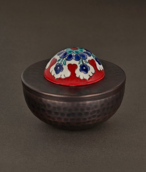 KUBBELİ Bakır Lokumluk [Çini Kubbe Dekor No:L2-11cmx9cm]