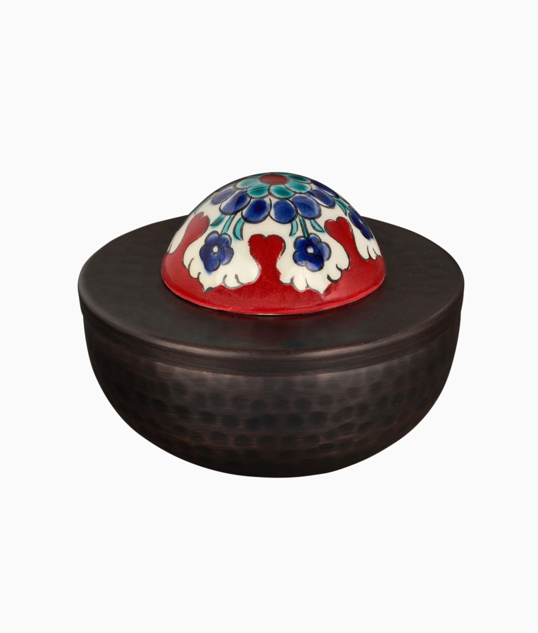 KUBBELİ Bakır Lokumluk [Çini Kubbe Dekor No:L2-11cmx9cm]