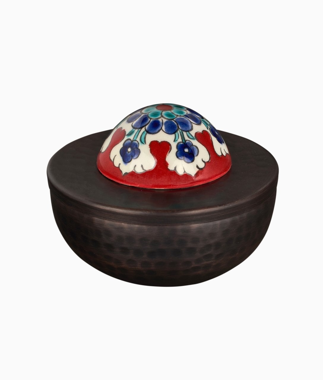 KUBBELİ Bakır Lokumluk [Çini Kubbe Dekor No:L2-11cmx9cm]