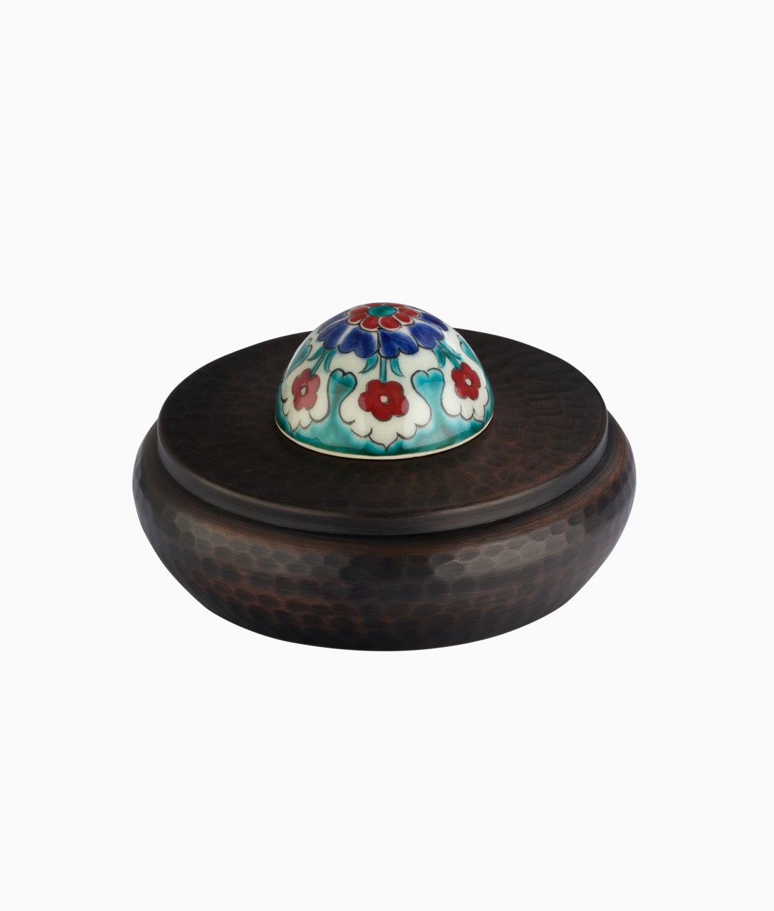 KUBBELİ Bakır Lokumluk [Çini Kubbe Dekor No:L1-14cmx8cm]