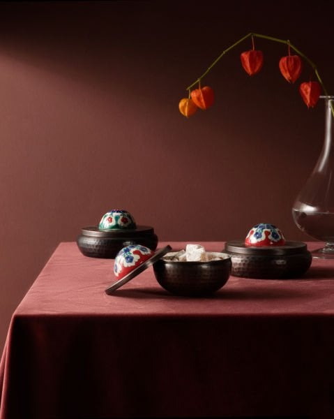 KUBBELİ Bakır Lokumluk [Çini Kubbe Dekor No:L2-14cmx8cm]