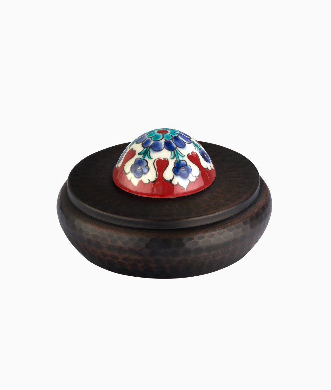 KUBBELİ Bakır Lokumluk [Çini Kubbe Dekor No:L2-14cmx8cm]