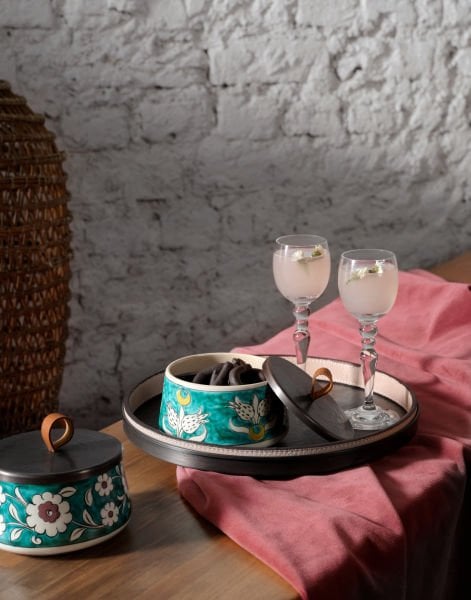 ARTY Ceramic Bowl [Decor No:5-Blue Handle-12cmx7cm]