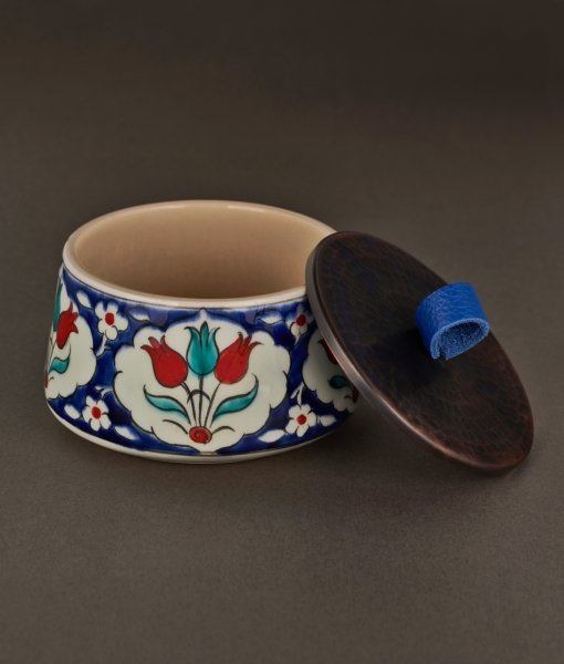 ARTY Ceramic Bowl [Decor No:5-Blue Handle-12cmx7cm]