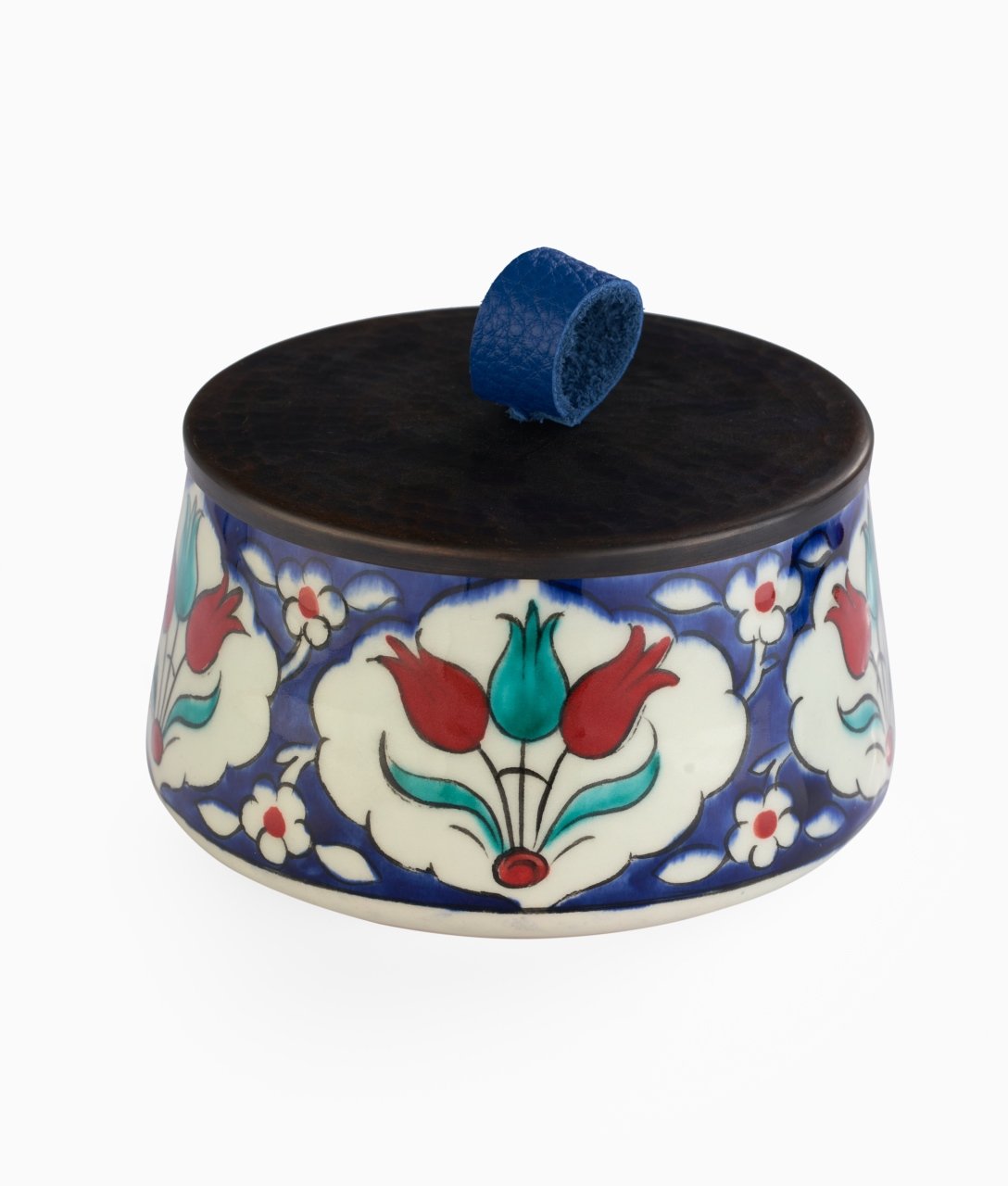 ARTY Ceramic Bowl [Decor No:5-Blue Handle-12cmx7cm]