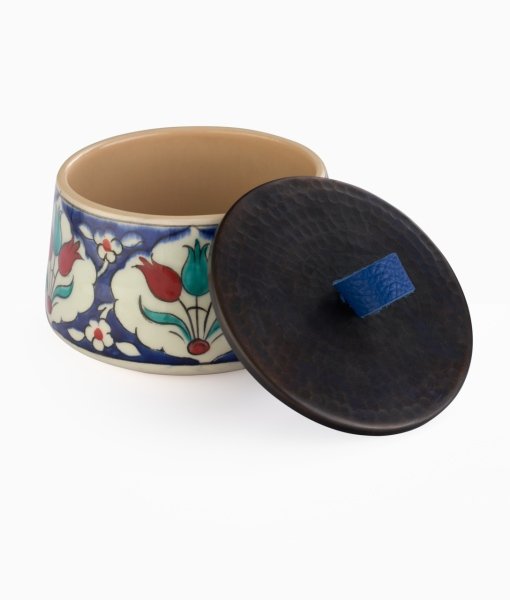 ARTY Ceramic Bowl [Decor No:5-Blue Handle-12cmx7cm]