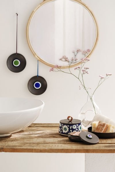 ARTY Çini Kase [Dekor No:6-Kırmızı Kulp-12cmx7cm]