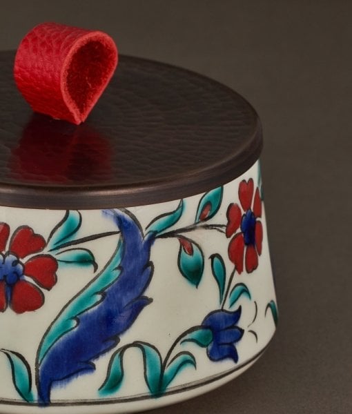 ARTY Ceramic Bowl [Decor No:6-Red Handle-12cmx7cm]