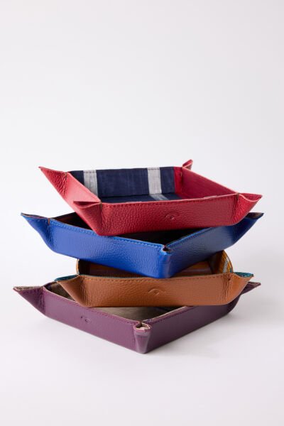 KUTNU KARE DERİ TEPSİ [16cmx16cm - Taba]